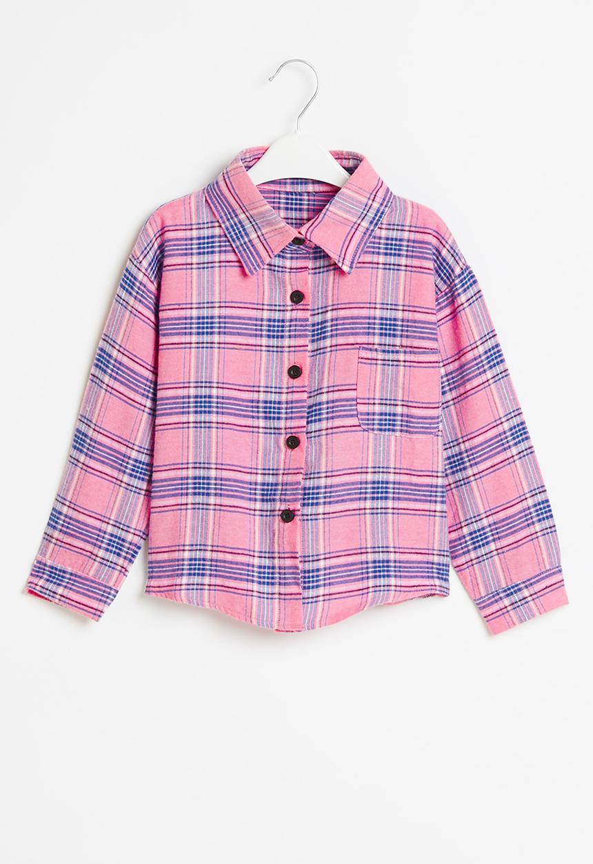 Rebel Republic - Girls check shirt - pink & blue 