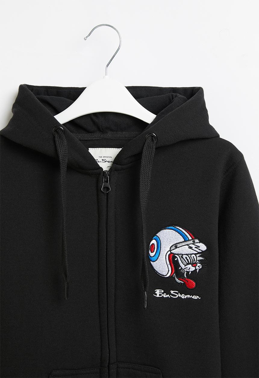 Ben Sherman - Boys cat zip through hoodie - black