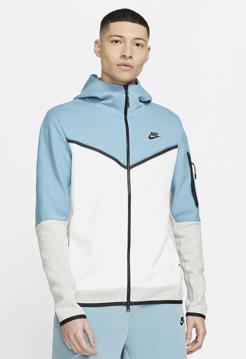 Nike - Nsw tch fleece hoodie - light blue & white 