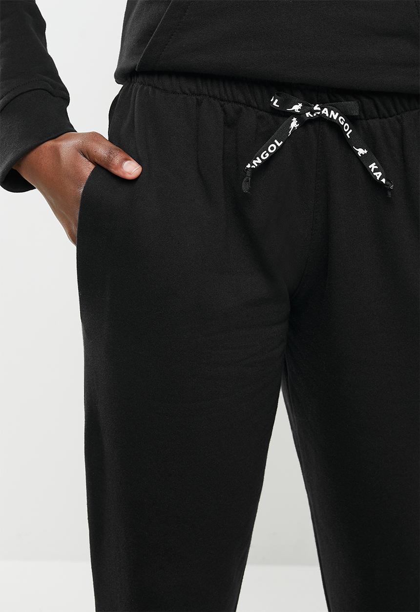 KANGOL - Ladies pastel track pants - black