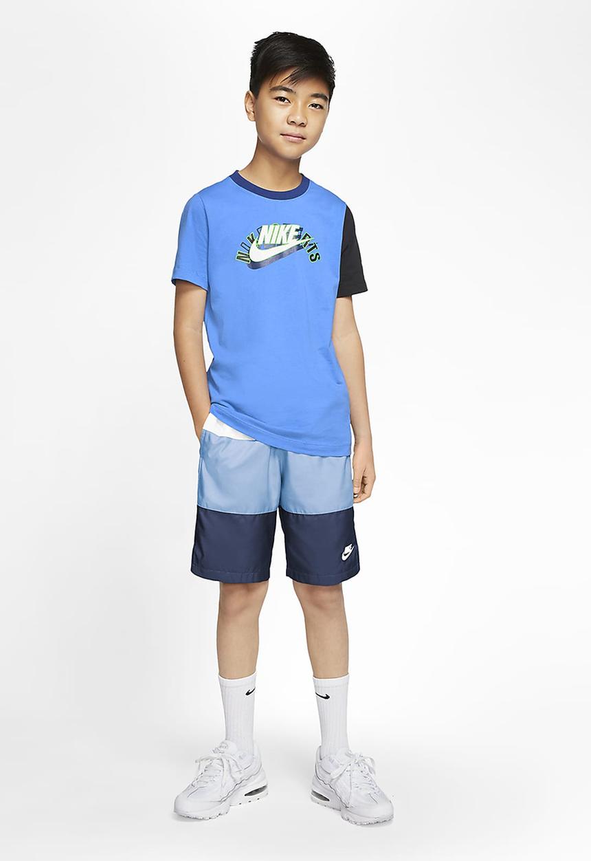 Nike - B nsw short woven block  - white/psychic blue/midnight navy/white