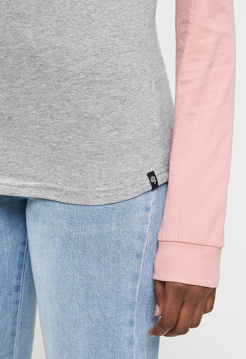 Aca Joe - Raglan long sleeve tee - grey & pink