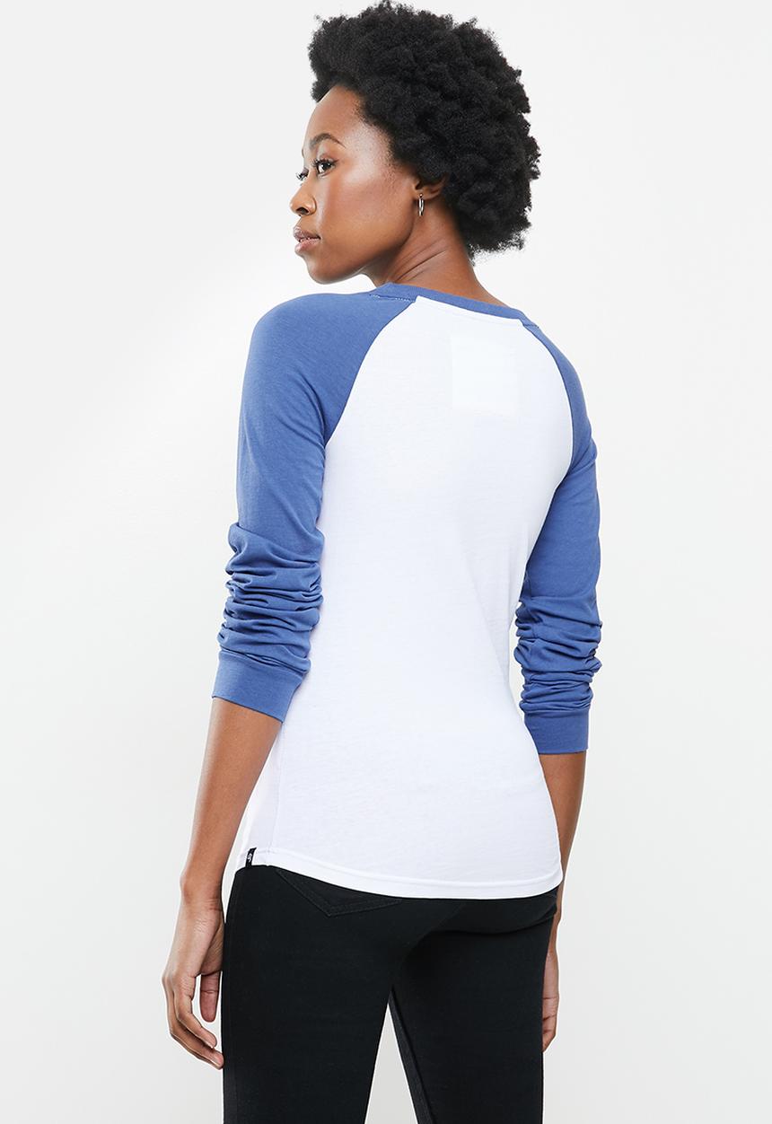 Aca Joe - Raglan long sleeve tee - white & navy