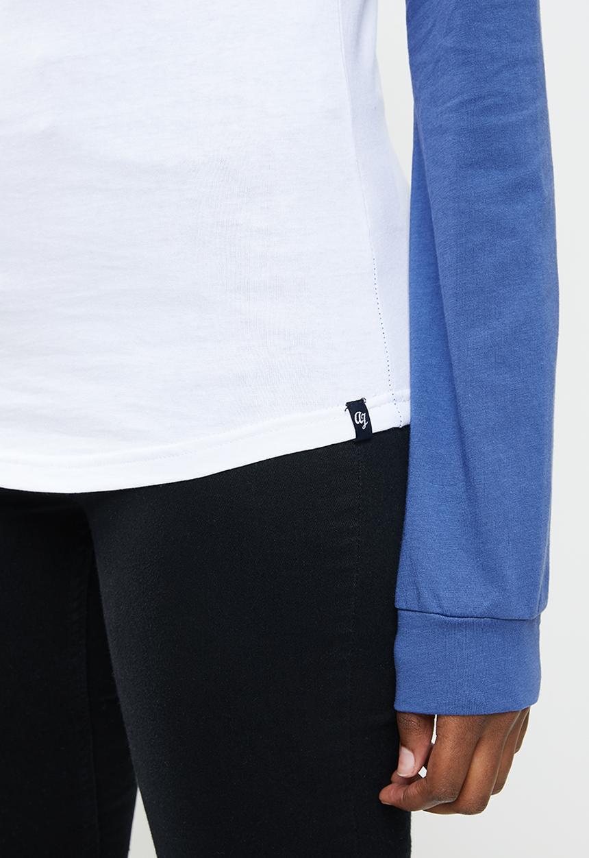 Aca Joe - Raglan long sleeve tee - white & navy