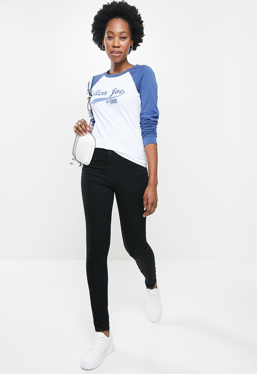 Aca Joe - Raglan long sleeve tee - white & navy