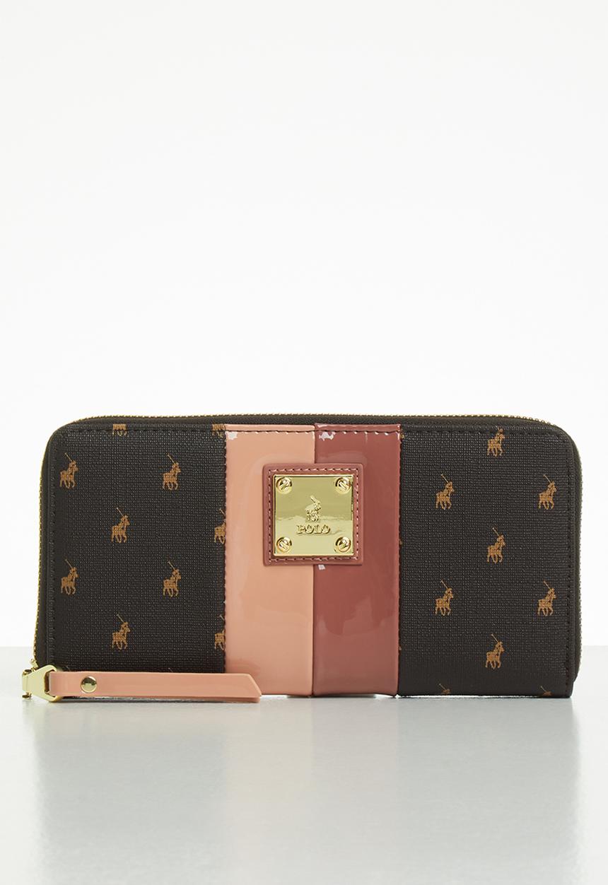POLO - Brighton zip around purse - pink & brown 