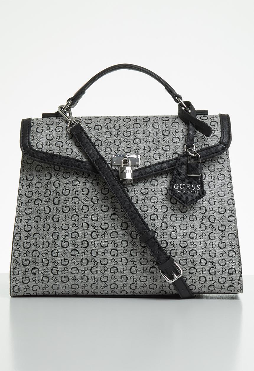 GUESS - Kravitz flap satchel - black & grey 