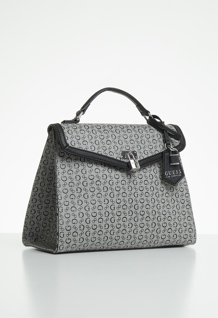 GUESS - Kravitz flap satchel - black & grey 