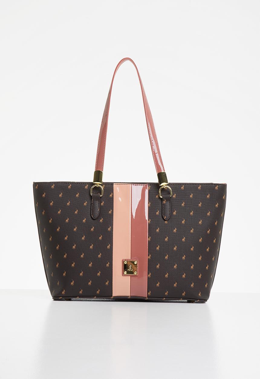 POLO - Brighton revival tote bag - brown & pink 