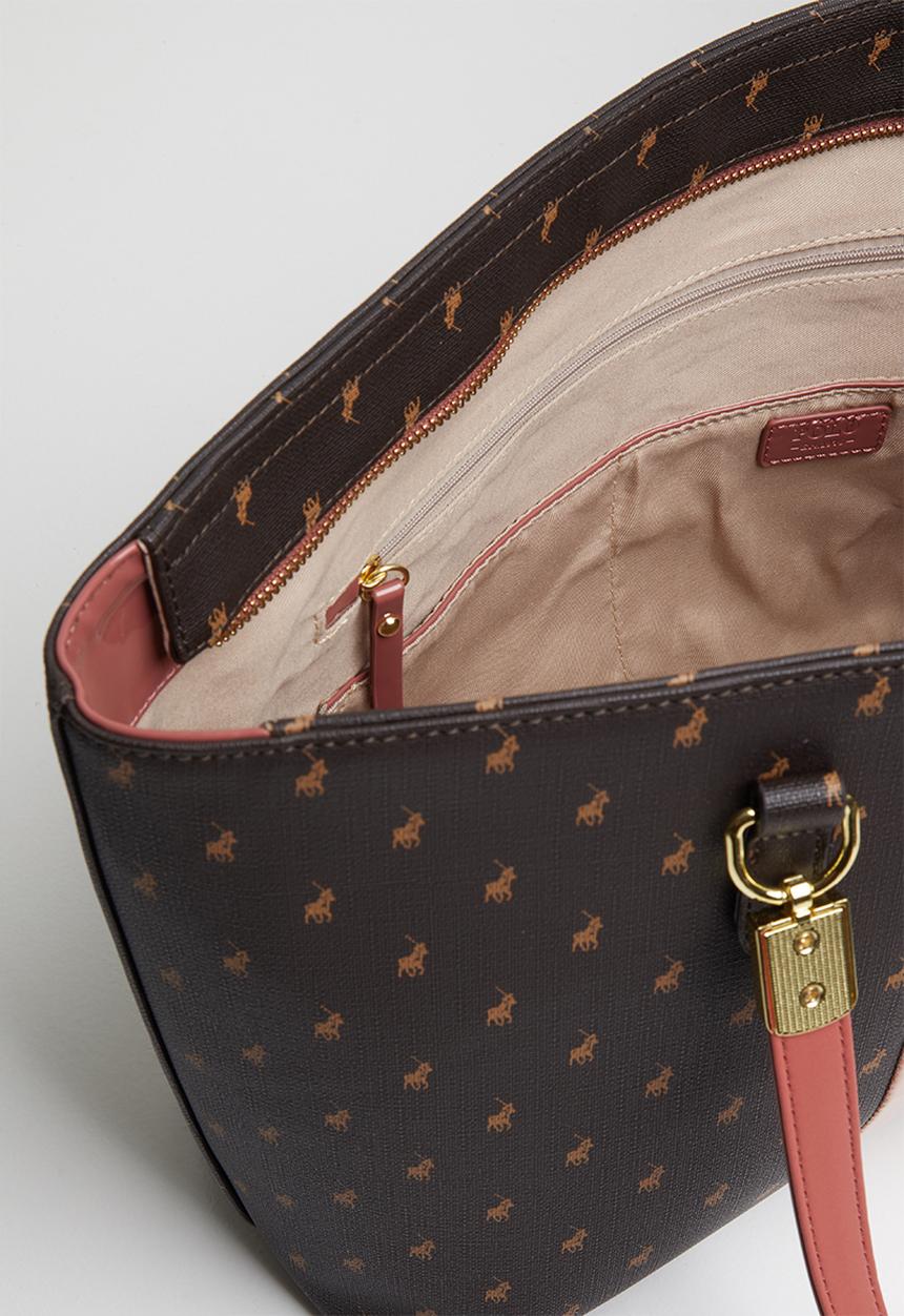 POLO - Brighton revival tote bag - brown & pink 