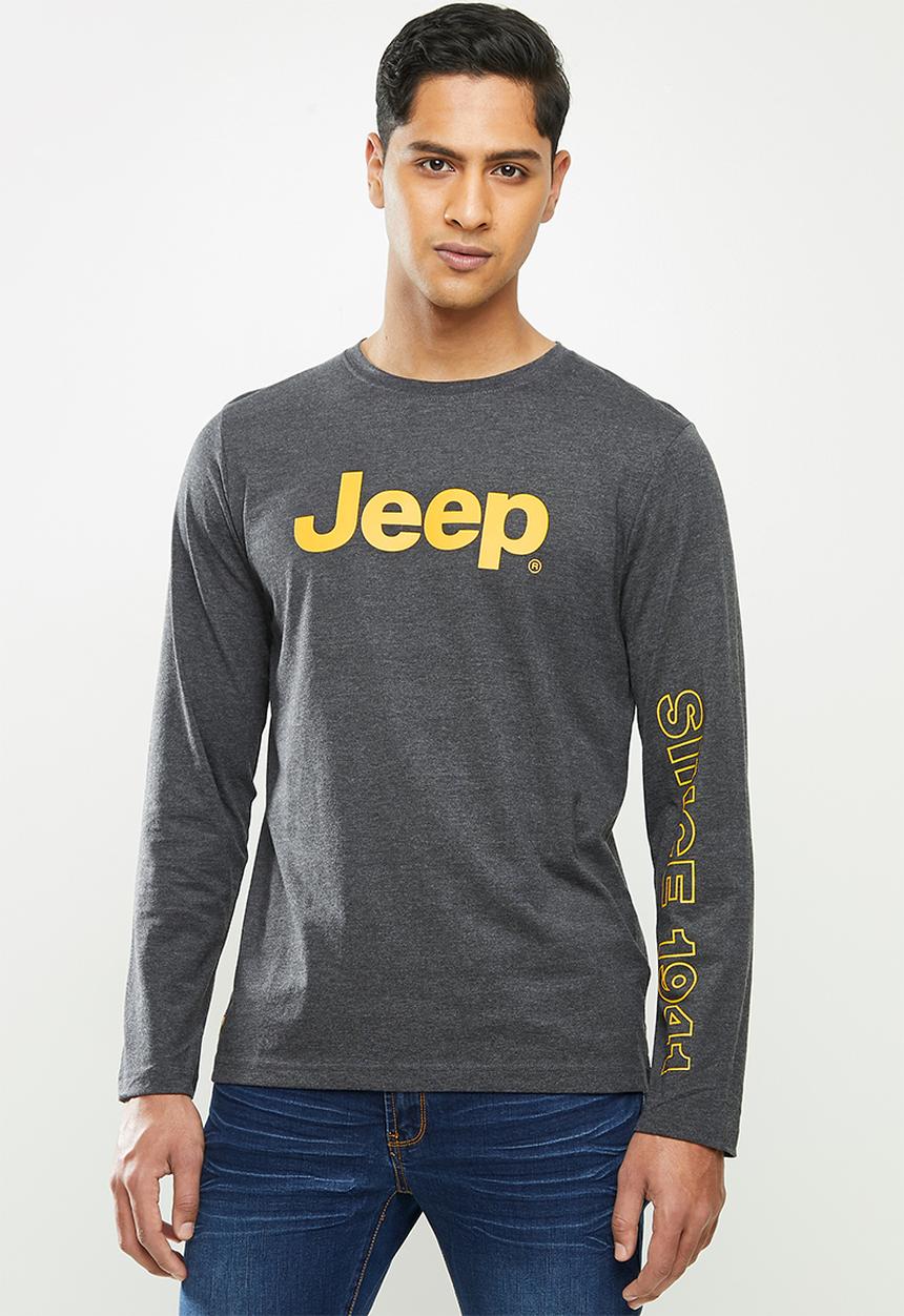 JEEP - Emerson long sleeve graphic tee - charcoal
