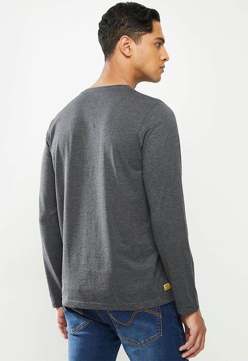 JEEP - Emerson long sleeve graphic tee - charcoal