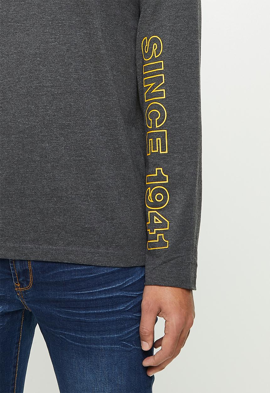 JEEP - Emerson long sleeve graphic tee - charcoal