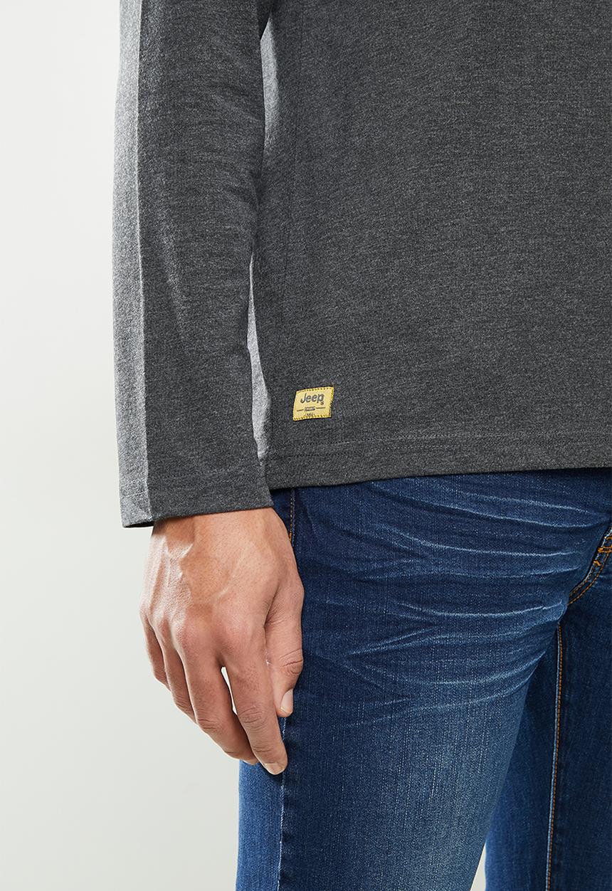 JEEP - Emerson long sleeve graphic tee - charcoal