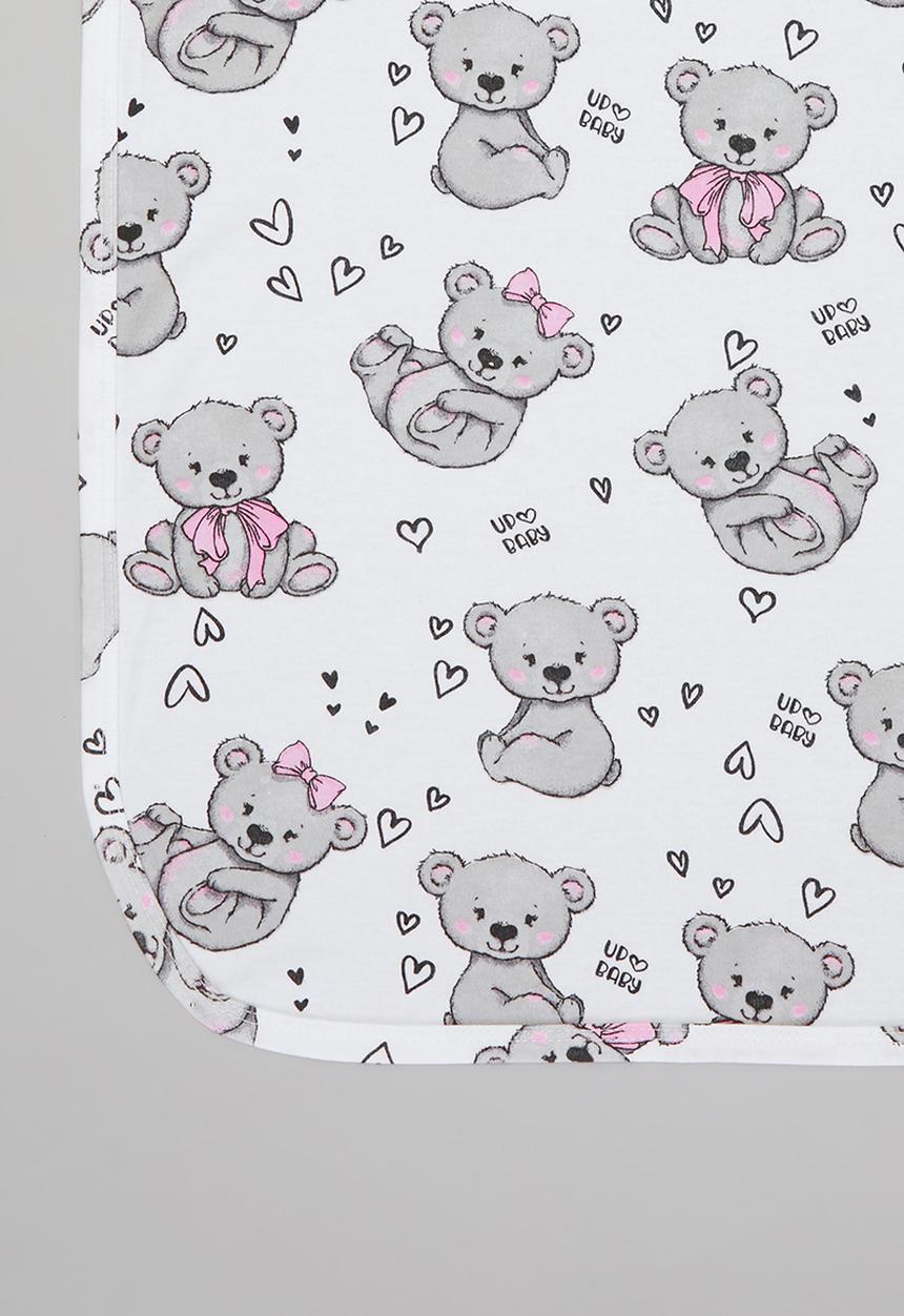 UP Baby - Baby girls bear blanket - white & grey 