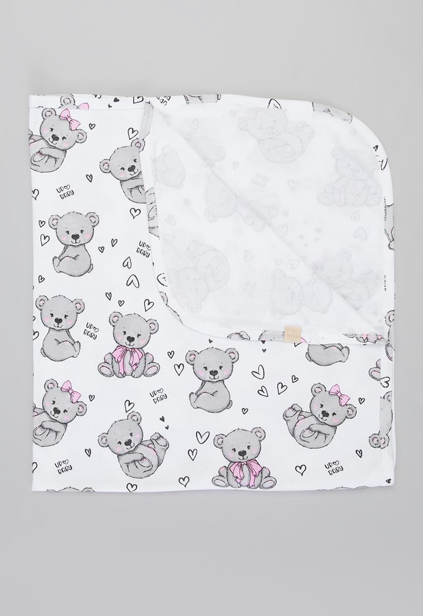 UP Baby - Baby girls bear blanket - white & grey 