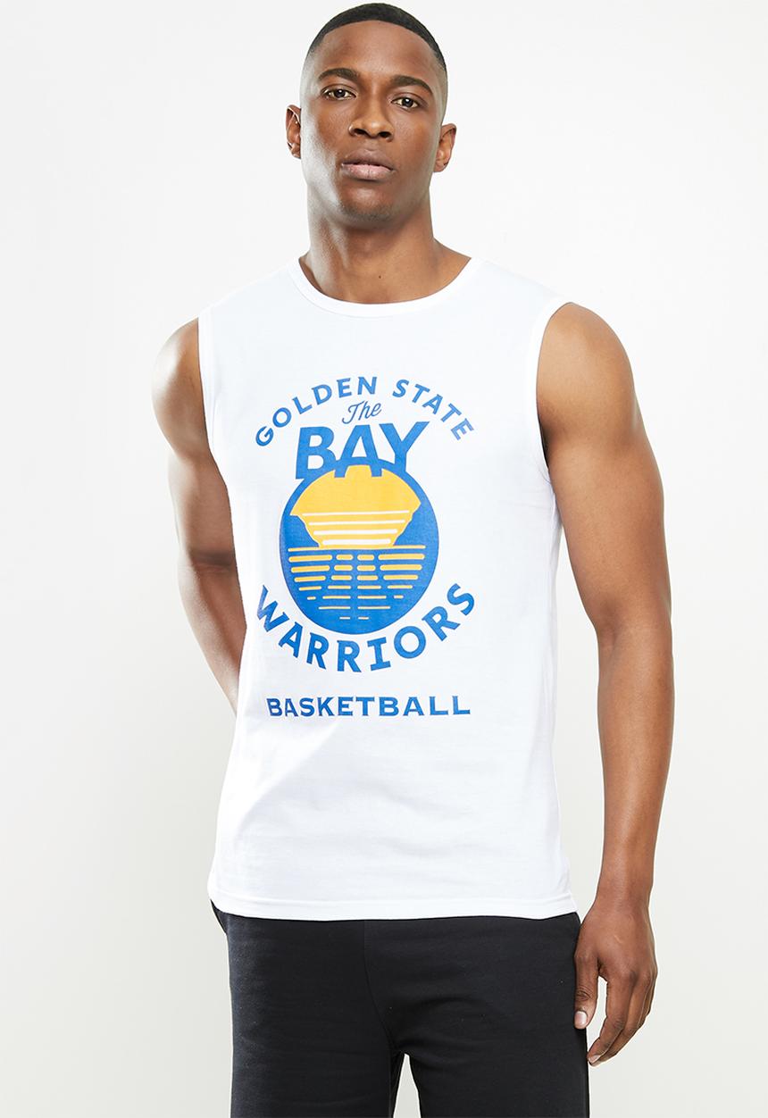 NBA - Warriors white retro vest straight hem - white 