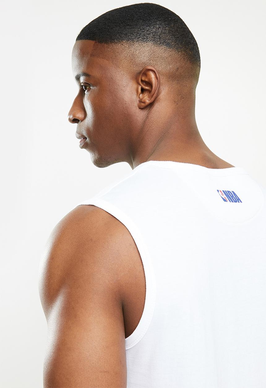 NBA - Warriors white retro vest straight hem - white 