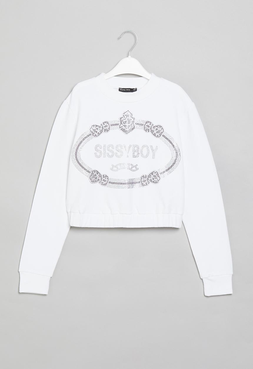 SISSY BOY - Nebraska crew neck with bling logo - white