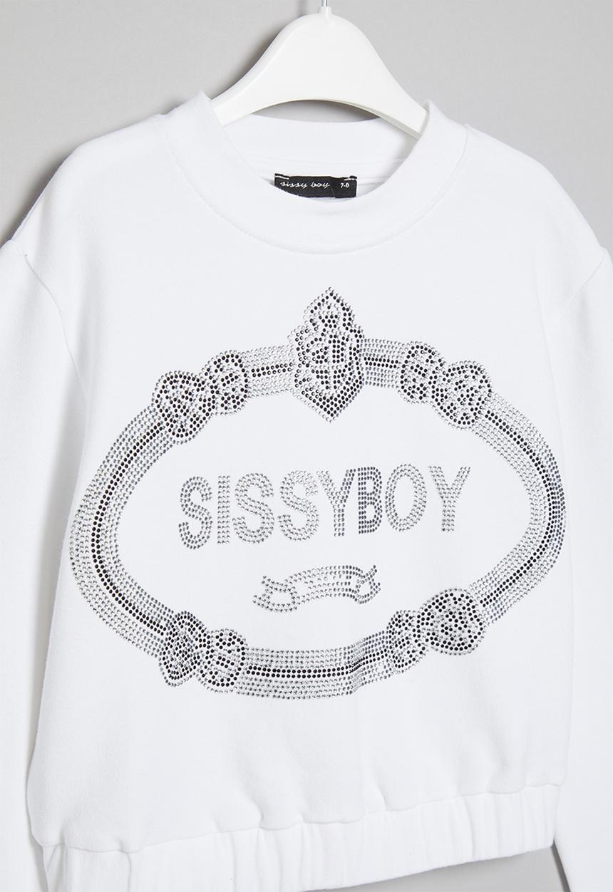 SISSY BOY - Nebraska crew neck with bling logo - white