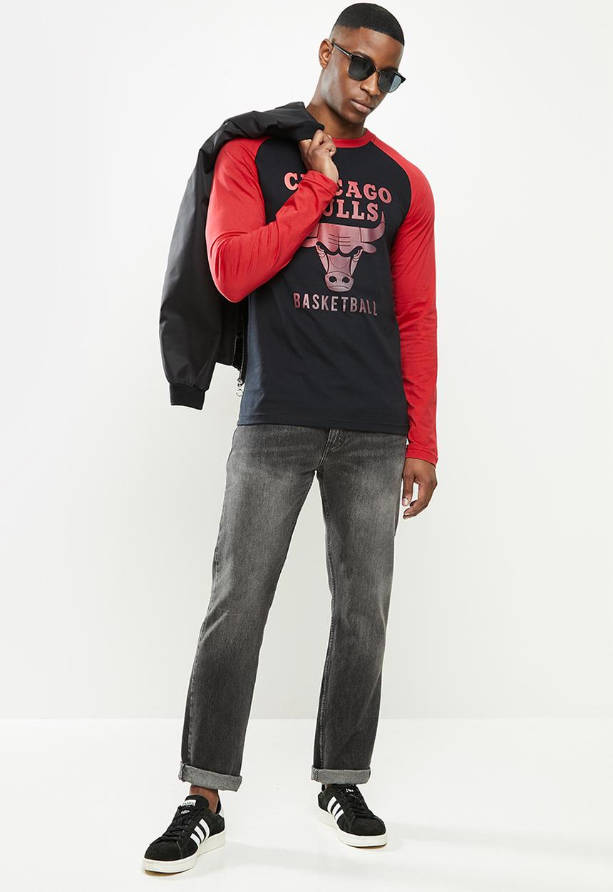 NBA - Bulls icon logo long sleeve printed T-shirt - black