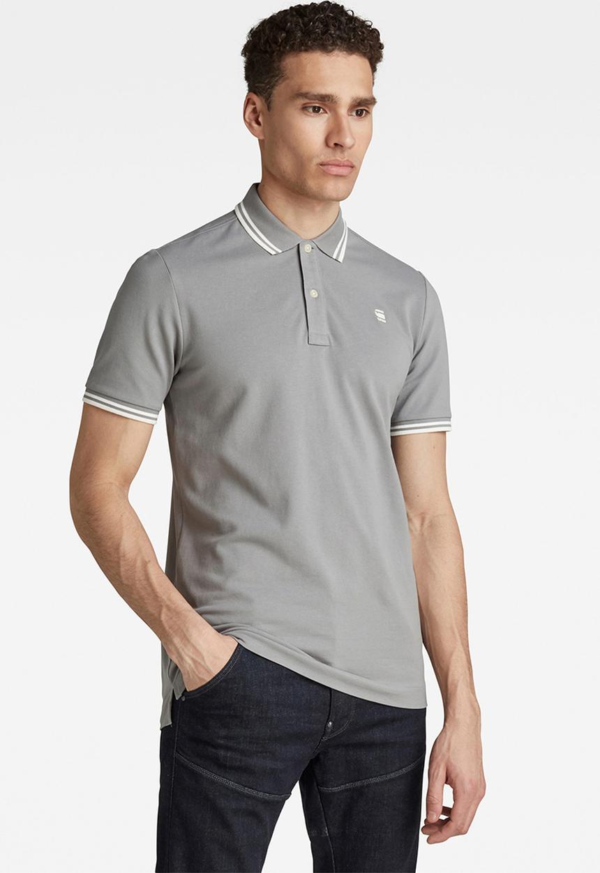 G-STAR - Dunda short sleeve slim stripe polo  - grey