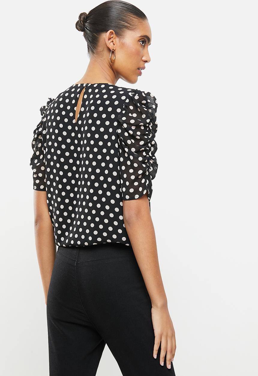 Revenge - Polka dot blouse top - black & white