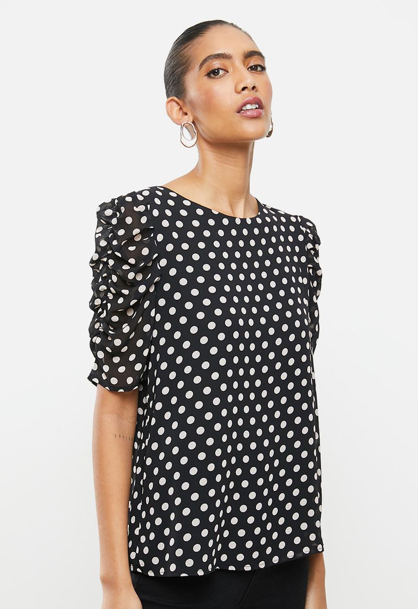 Revenge - Polka dot blouse top - black & white