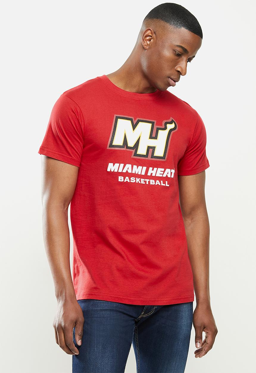 NBA - Heat icon logo straight hem printed T-shirt - red