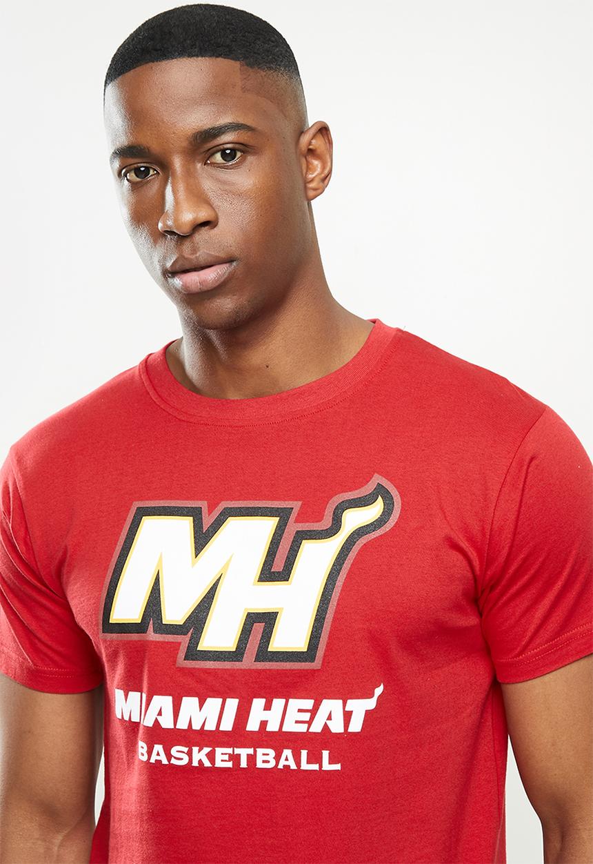 NBA - Heat icon logo straight hem printed T-shirt - red