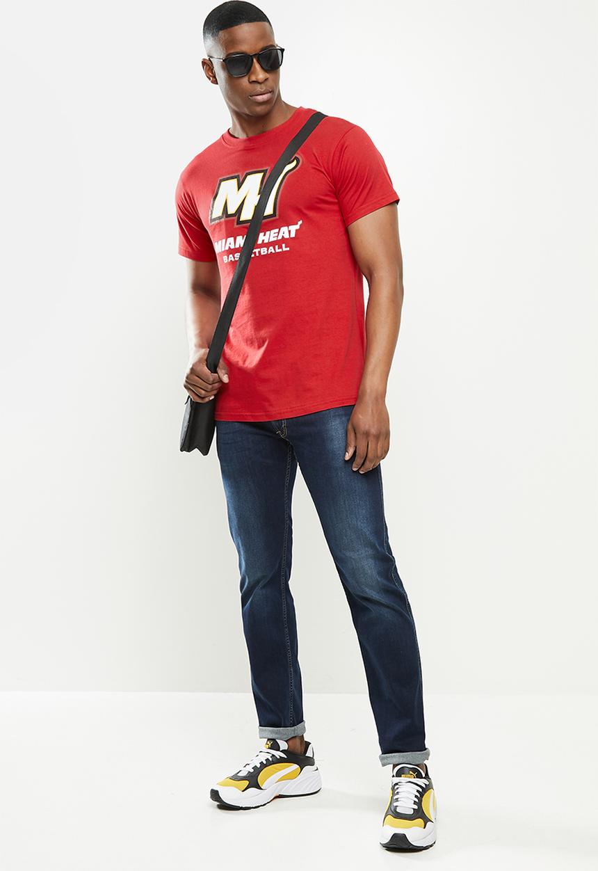 NBA - Heat icon logo straight hem printed T-shirt - red