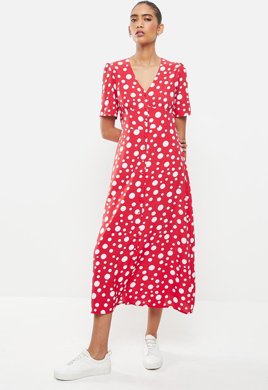 Revenge - Polka dot midi dress - red & white