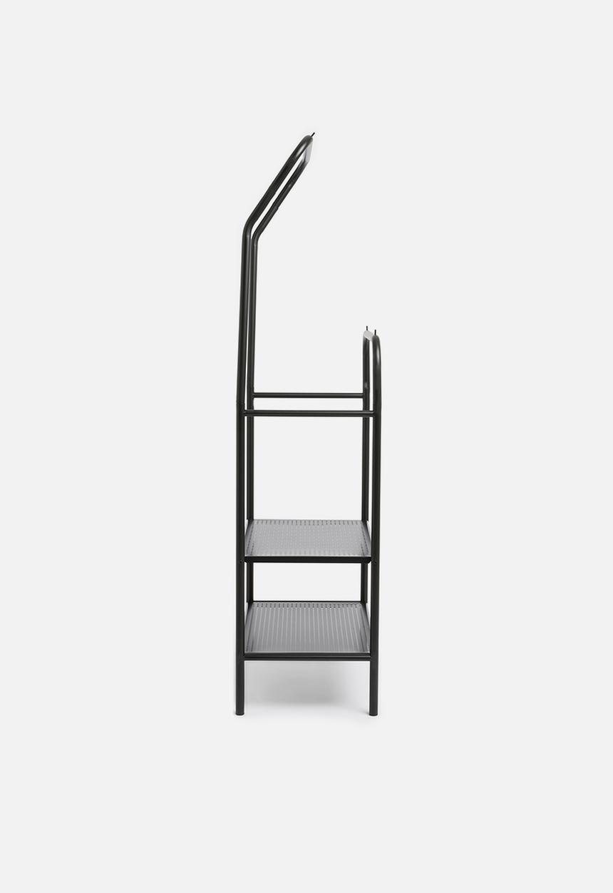 Sixth Floor - Iron cloth rack with mesh shelves - black