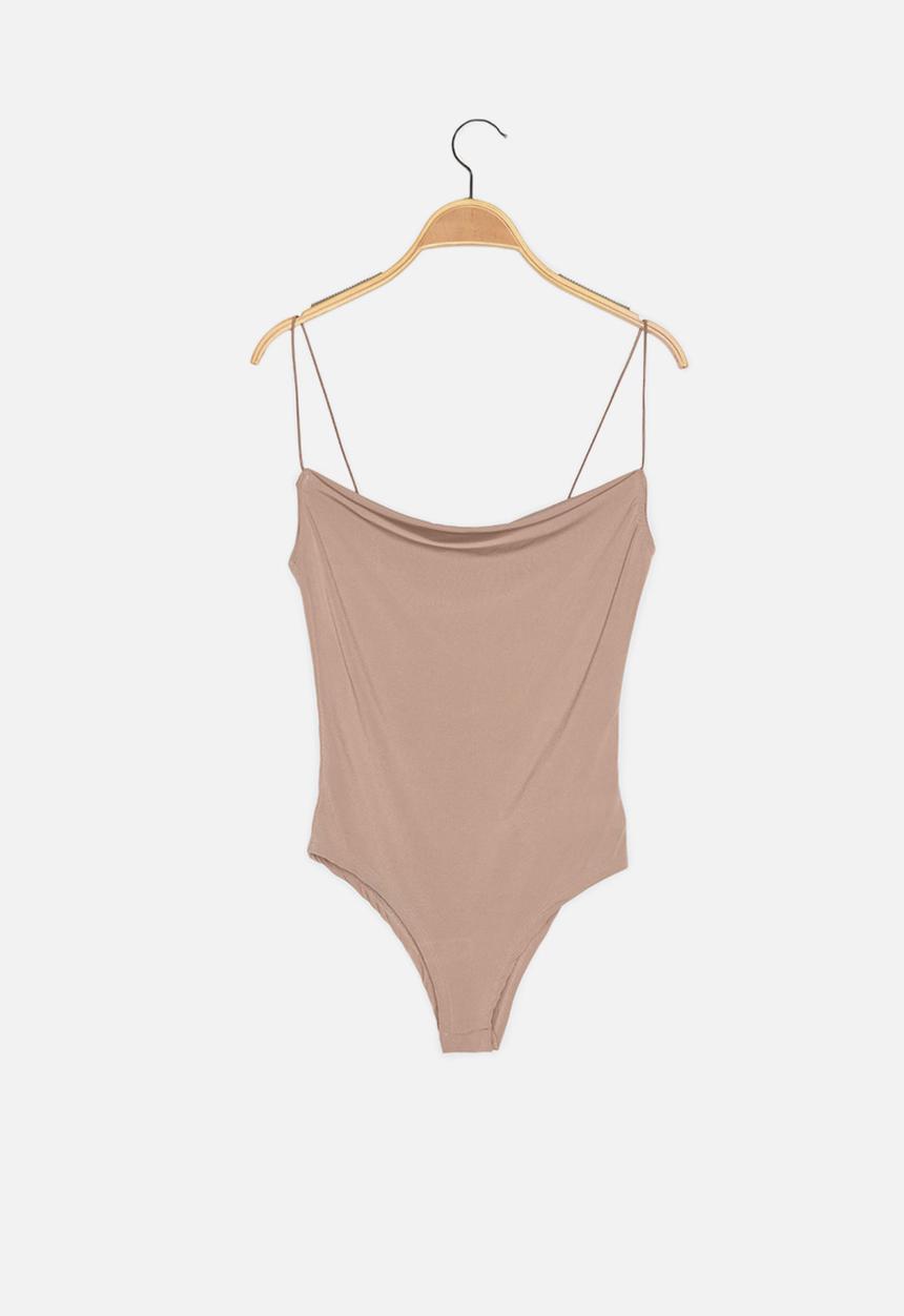 Trendyol - Cowl collar snap fastener knitted body - stone