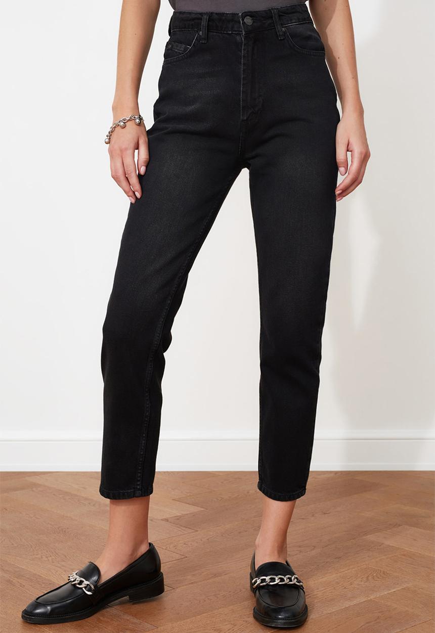 Trendyol - High waist mom jeans - black