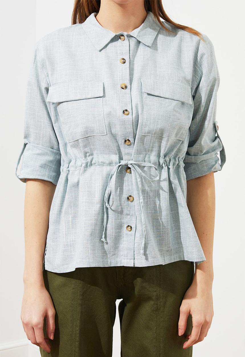 Trendyol - Belted shirt - blue