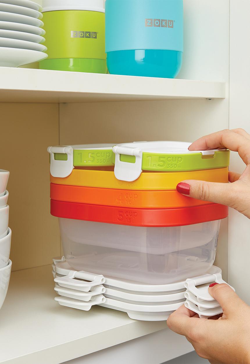 Zoku - 4-pcs neat stack snack set-Clear