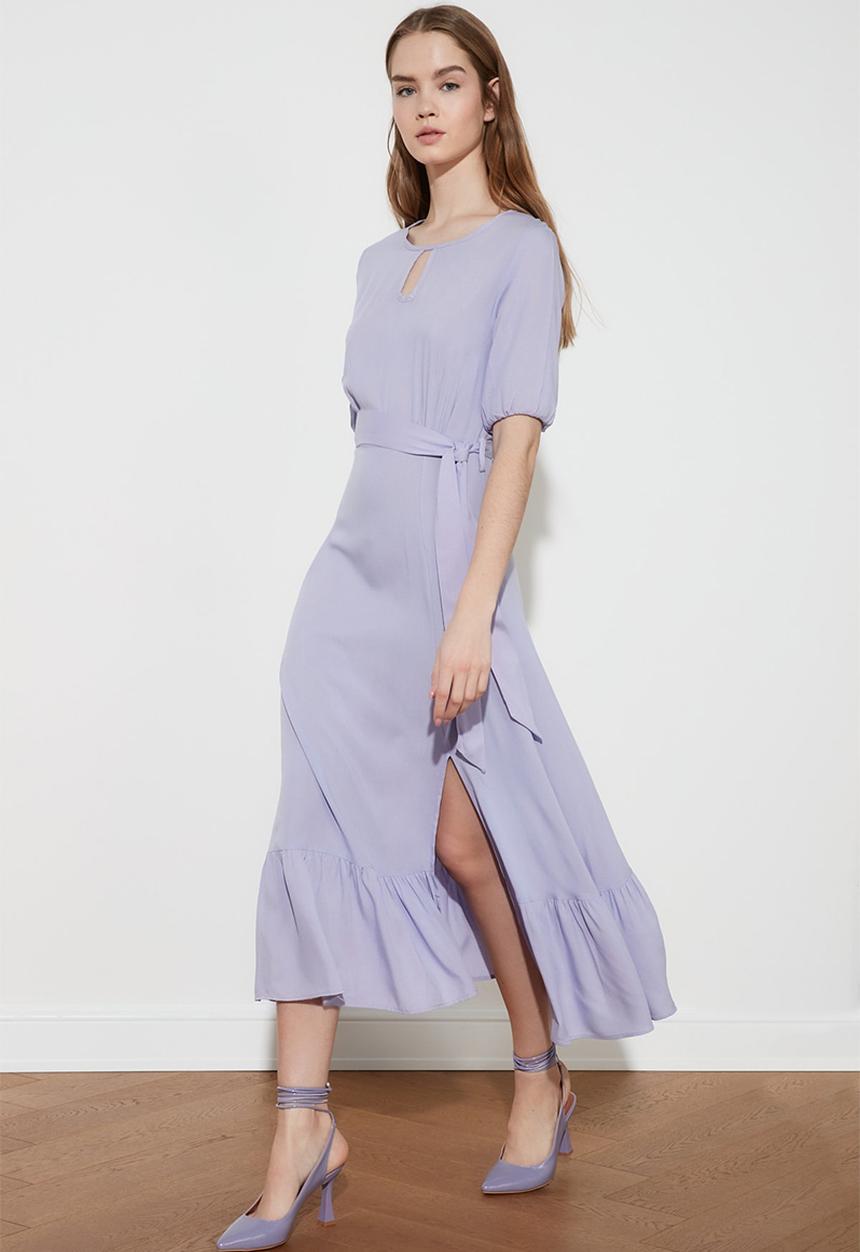 Trendyol - Lila belted dress - purple