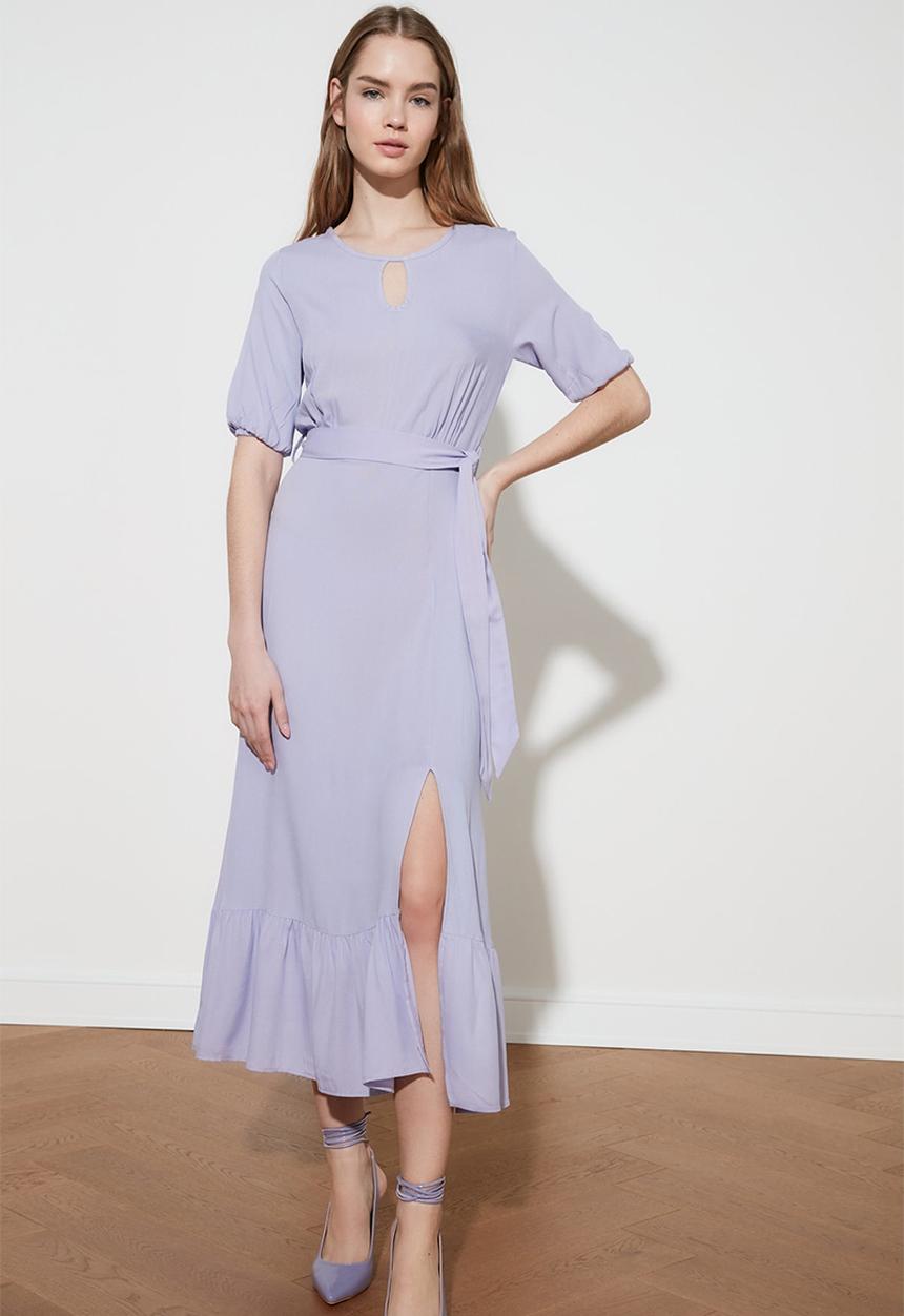 Trendyol - Lila belted dress - purple