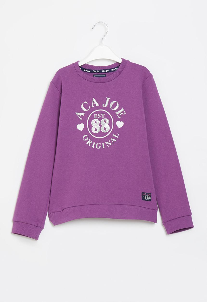 Aca Joe - Pre-girls brushed fleece sweater - purple