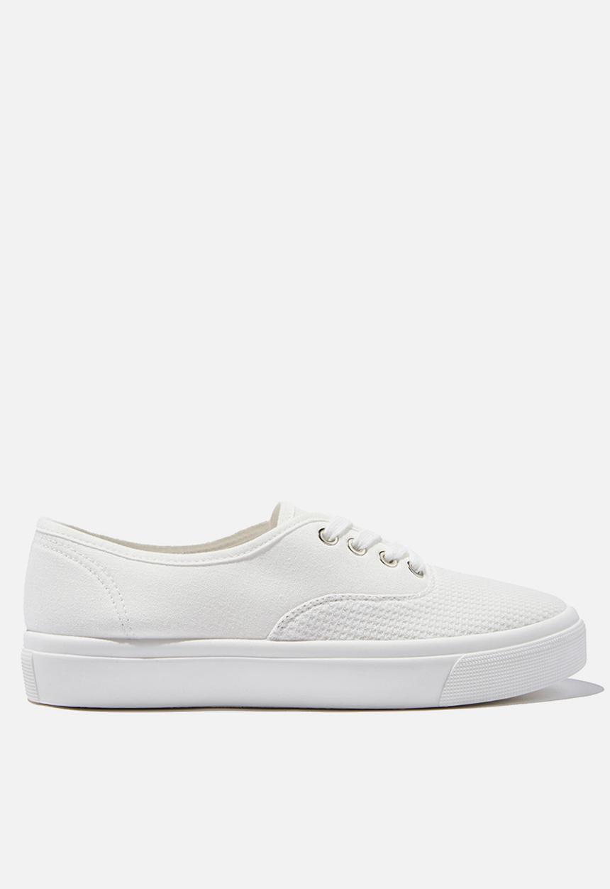 Cotton On - Jamie lace up plimsoll - white waffle