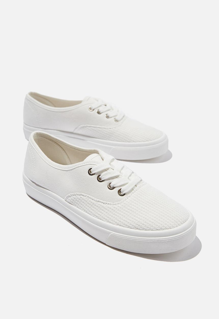 Cotton On - Jamie lace up plimsoll - white waffle