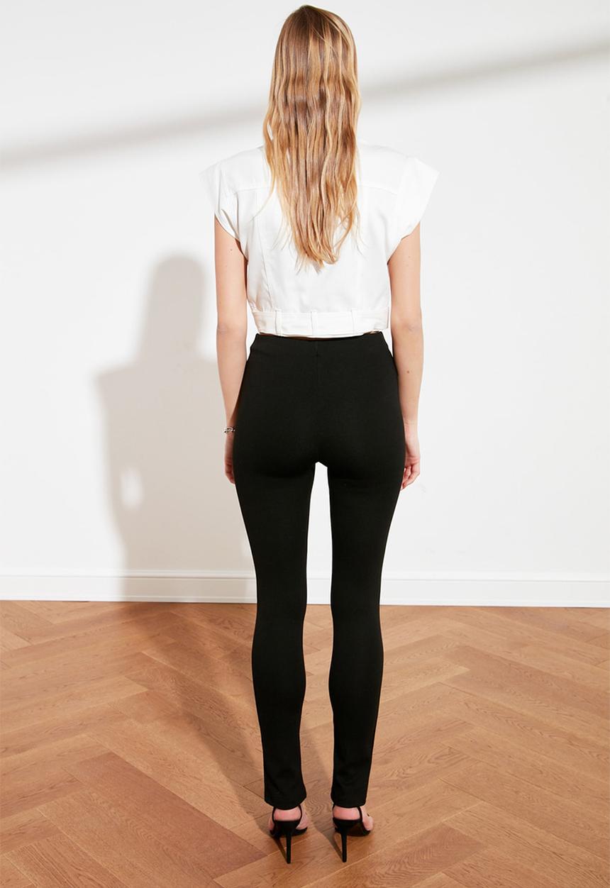 Trendyol - Slit interlock knitted trousers - black