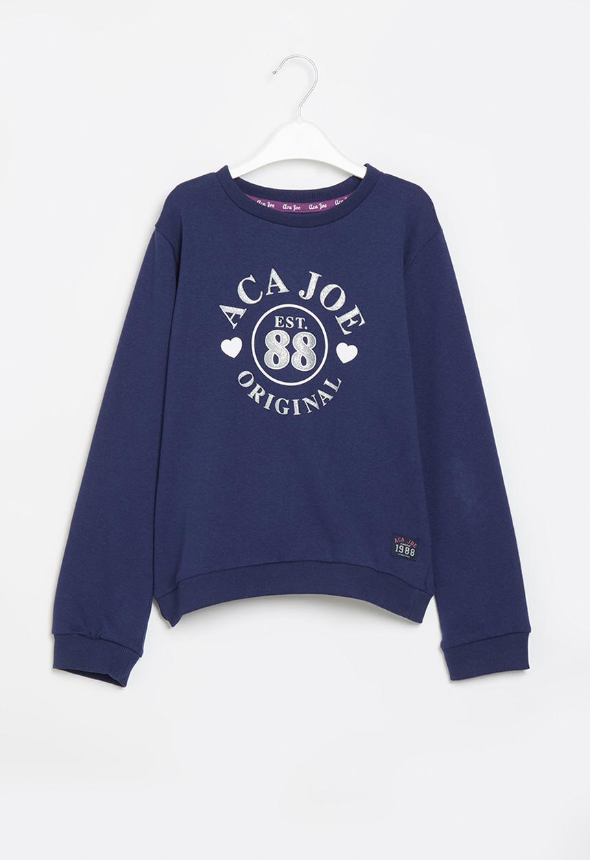 Aca Joe - Pre-girls brushed fleece sweater - navy