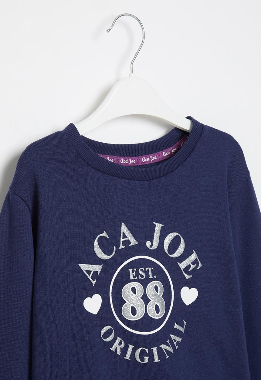 Aca Joe - Pre-girls brushed fleece sweater - navy