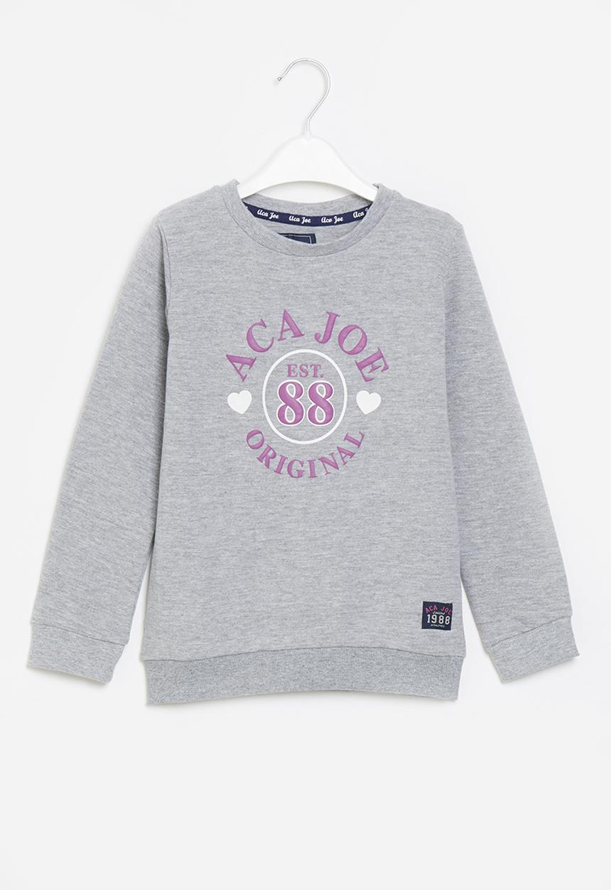 Aca Joe - Pre-girls brushed fleece sweater - grey