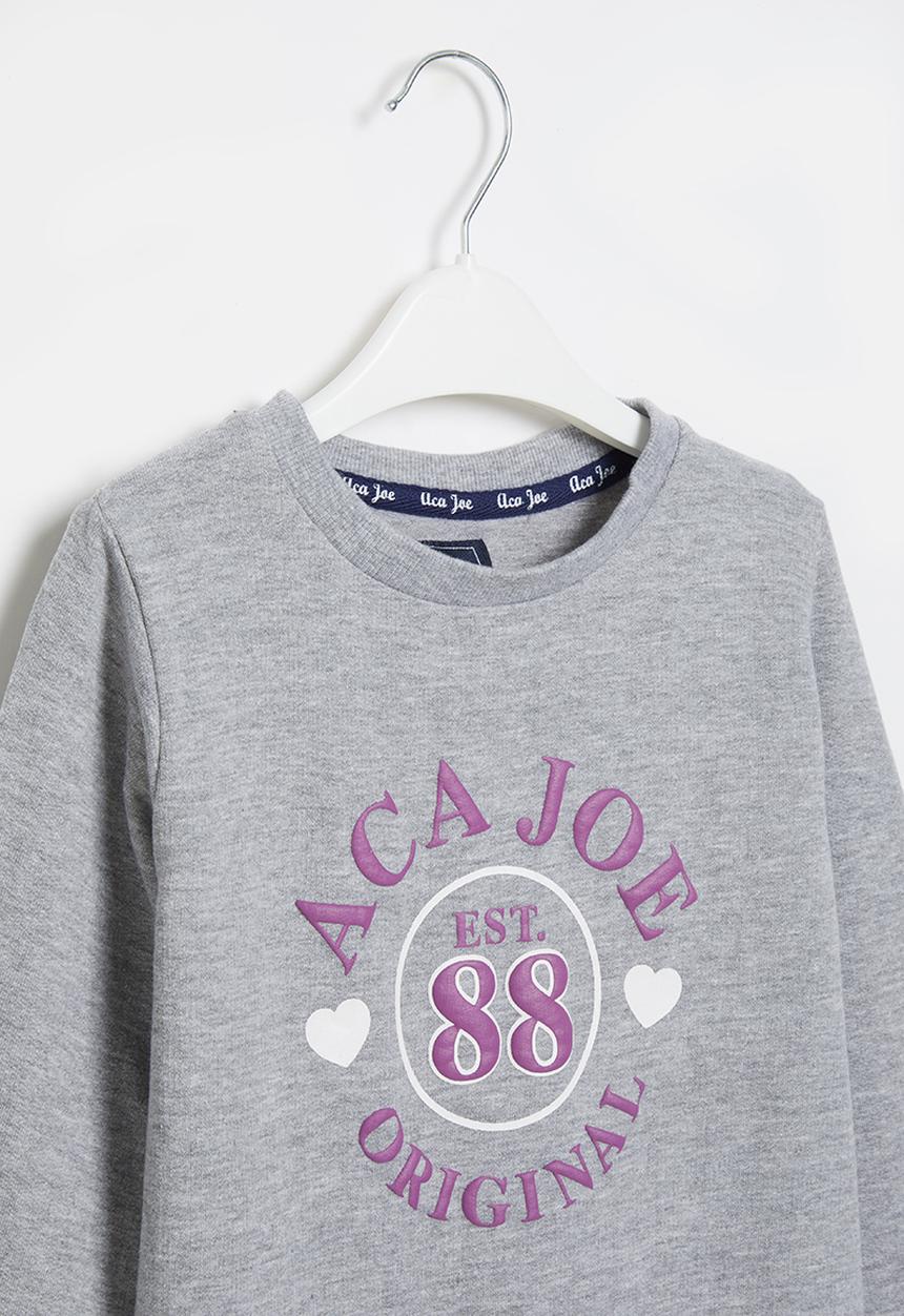 Aca Joe - Pre-girls brushed fleece sweater - grey