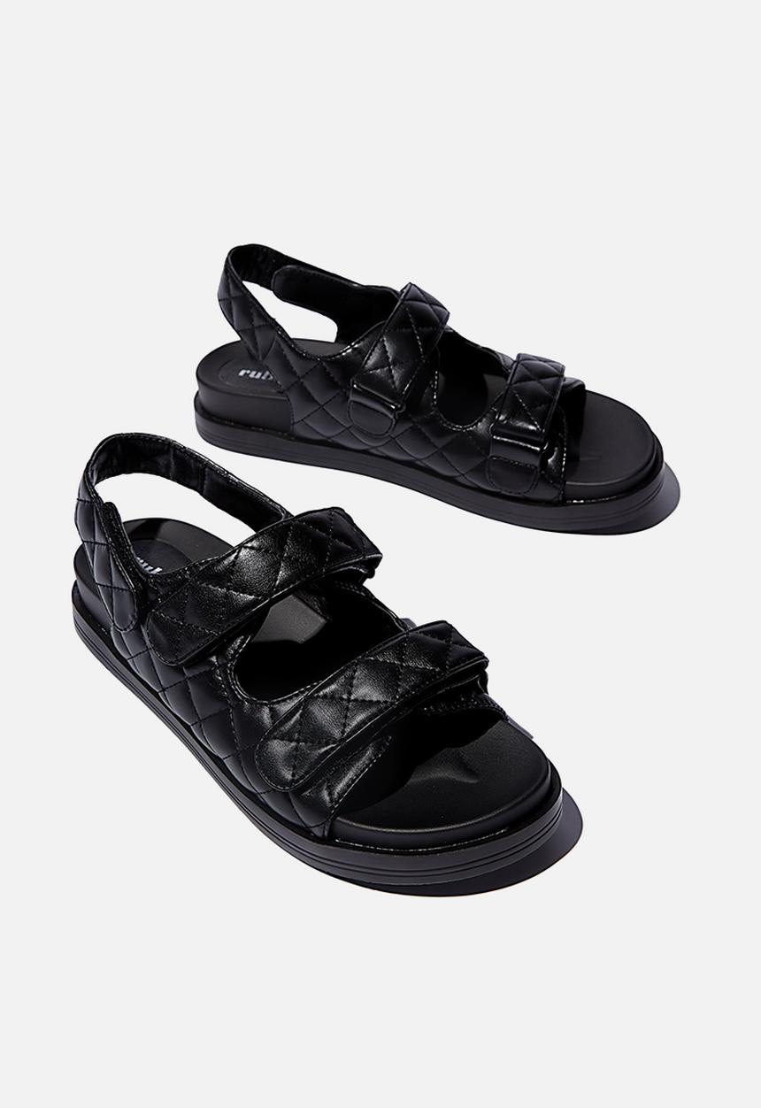 Cotton On - Taylor velcro sporty sandal - black quilted