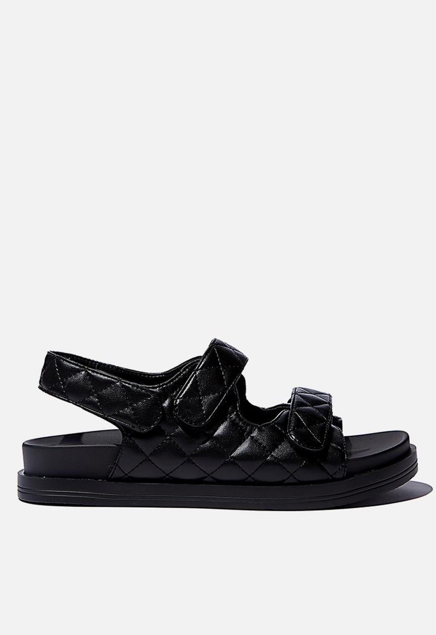 Cotton On - Taylor velcro sporty sandal - black quilted