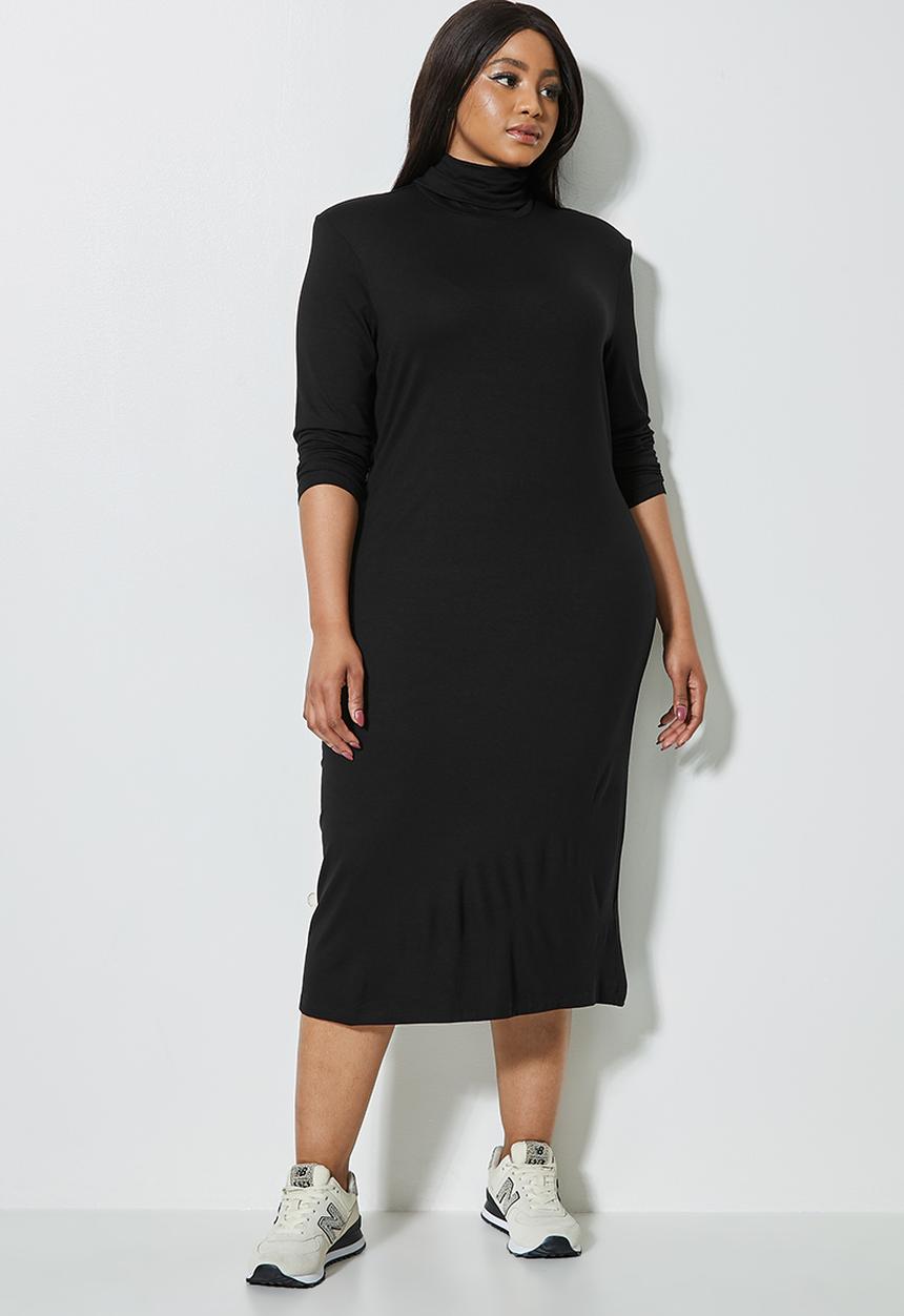 Superbalist - Cut & sew shoulder pad column dress - black